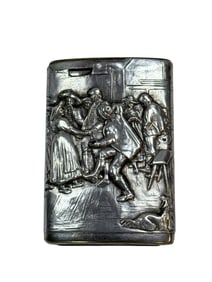 RARE Mid 19th C. Dutch Repousse 800 Silver Match Safe w/ Striker