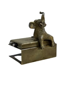 1920s Austrian Bronze Elephant Cigar Cutter & Match Holder