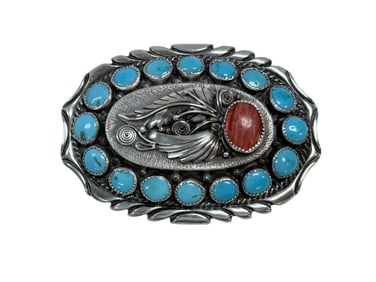 Danny Dale Sterling Coral & Turquoise Buckle