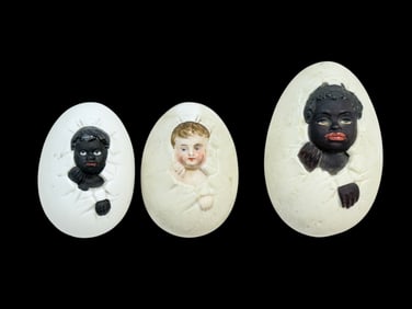 (3) German Bisque Victorian Birthing Eggs