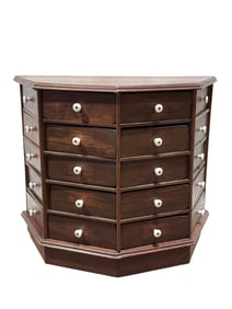 Antique Half-Octagon 20 Drawer Hardware Store Cabinet