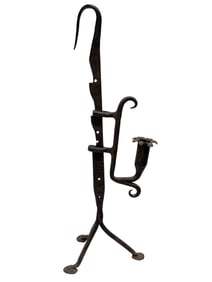 19th C. Hand Forged Iron Candle Holder