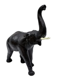 Large Leather Trunk Up Elephant Figure
