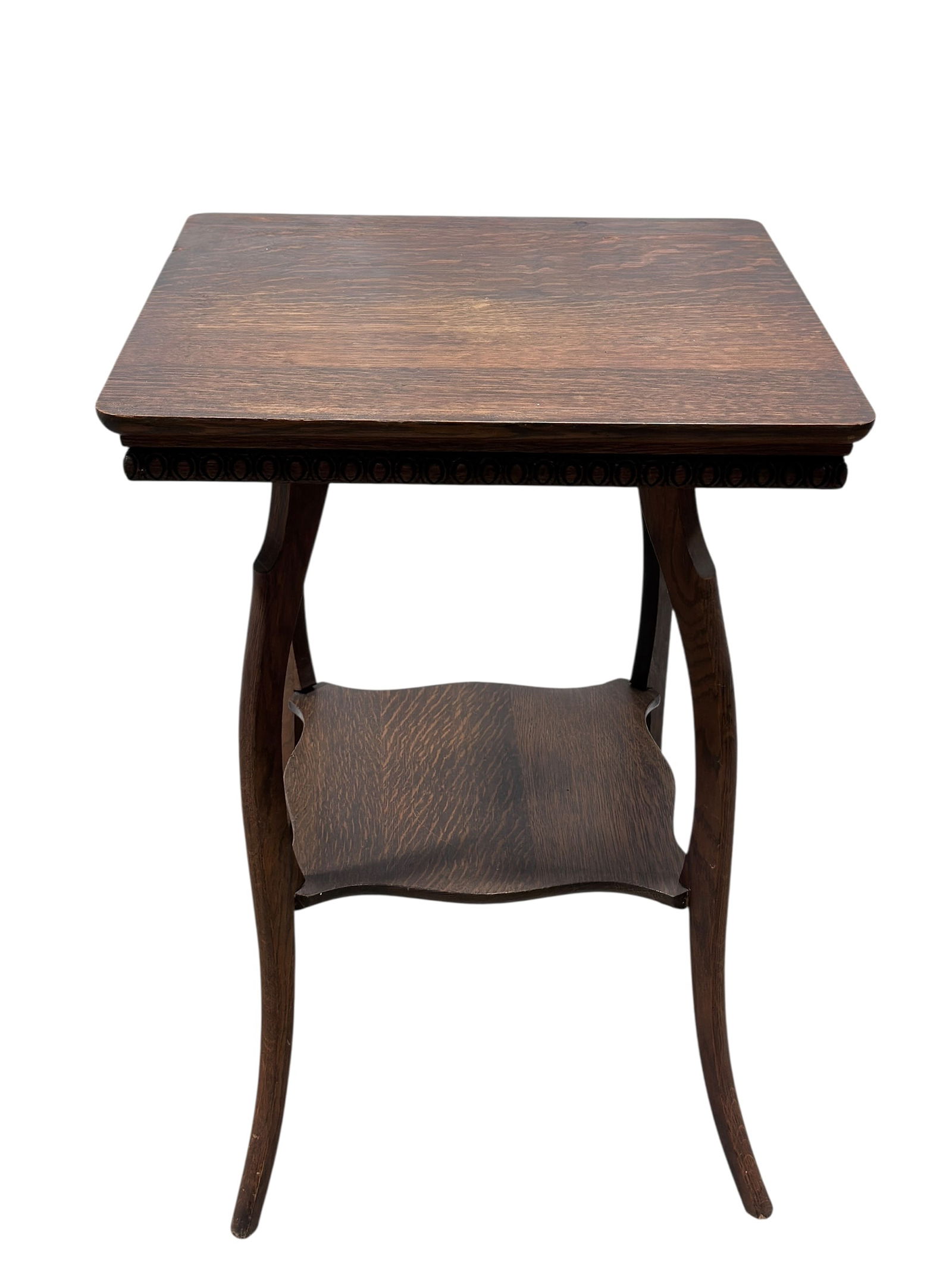 Antique Quartersawn Tiger Oak 2 Tier Table (1 of 5)