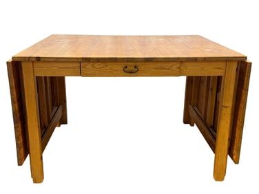 Large Pine Drop Leaf Table w/ 2 Drawers