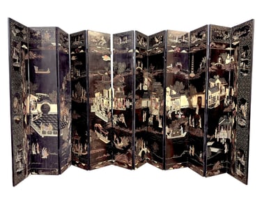 Outstanding Antique 12 Panel Coromandel Chinese Lacquer Screen