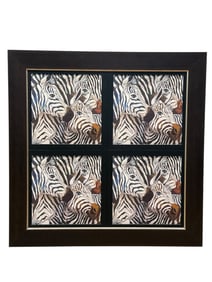 Large 4Pc "Zebra" Canvas Prints Framed