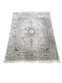 Fine Hand Knotted Silk Light Color Persian Rug
