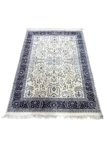 Fine Hand Knotted Light Color w/ Blue Persian Wool Rug