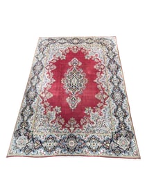 Fine Hand Knotted Red w/ Blue Persian Rug