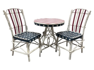 American Flag Painted Table & 2 Chairs Twig Set