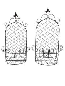 (2) Wrought Iron Wall Hanging Planters