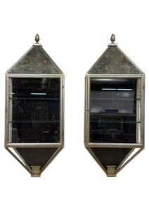 Pair of Silver Giltwood Vitrines