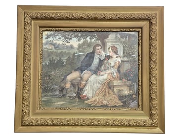"Washington Courtship" Print in Antique Giltwood Frame