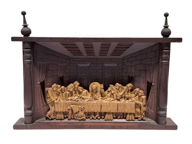 Carved Faux Wood "The Last Supper" Sculpture