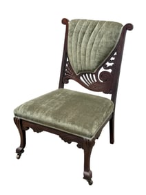 Late 19th C. Art Nouveau Revival Carved Wood Side Chair