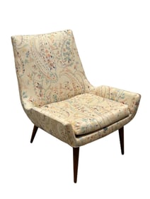 MCM Style Floral Upholstered Side Slipper Chair