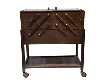 Vintage Accordion Sewing Box Stand