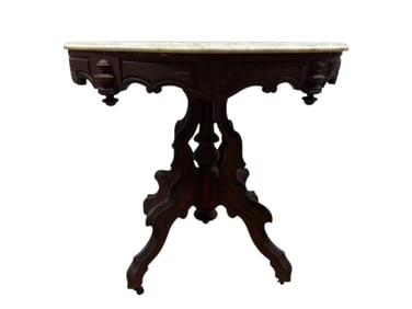Victorian Eastlake Marble Top Parlor Table