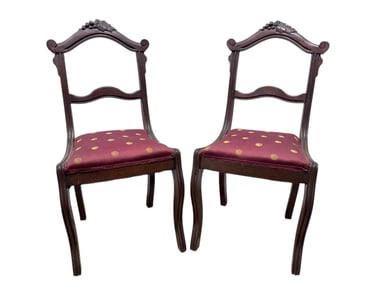 Pair of Antique Mahogany Side Chairs w/ Carved Backs