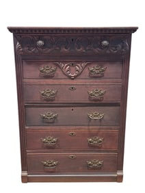 Antique Oak Carved Chest of Drawers
