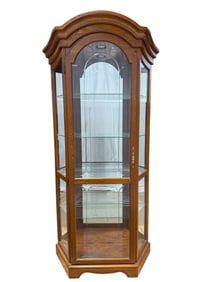 Traditional Arched Top Oak Curio Cabinet