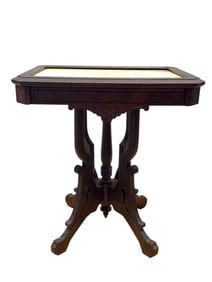 Unique Victorian Eastlake Marble Top Parlor Table