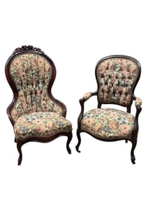 (2) Antique Floral Upholstered Chairs