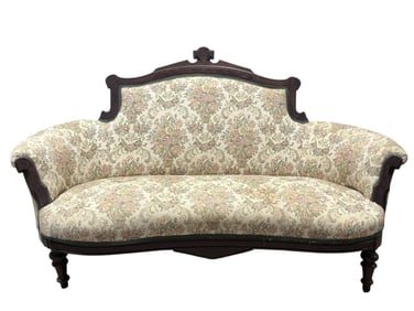 Victorian Eastlake Carved Wood Settee