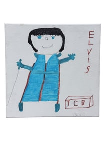 Signed Dean "Elvis #1" Folk Art on Canvas