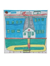 Signed Dean "Graceland #1" Folk Art on Canvas