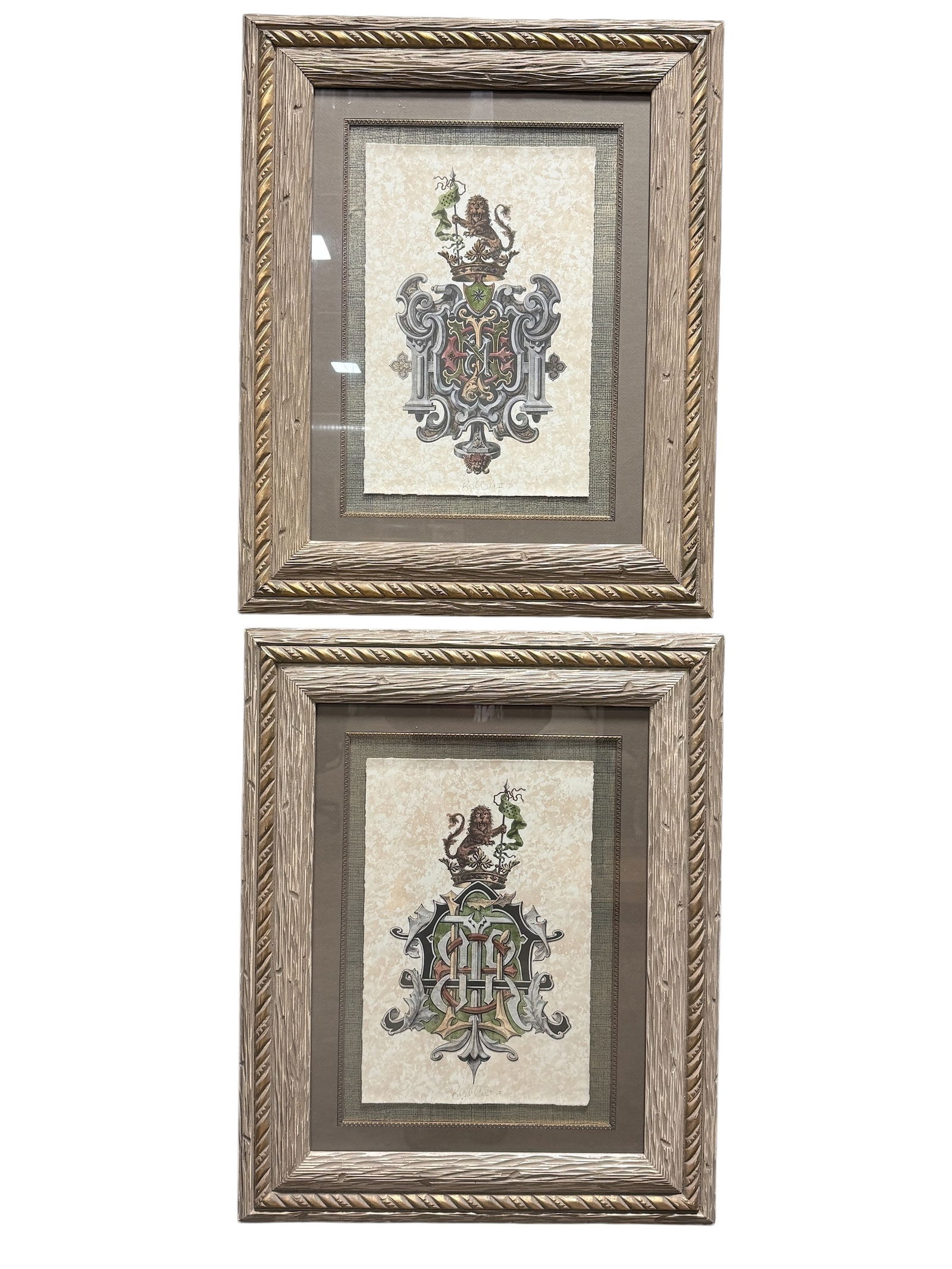 (2) Framed Quality Framed Rustic Royal Crest Prints