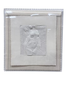 Signed Embossed Paper Relief Art in Acrylic Shadowbox Frame