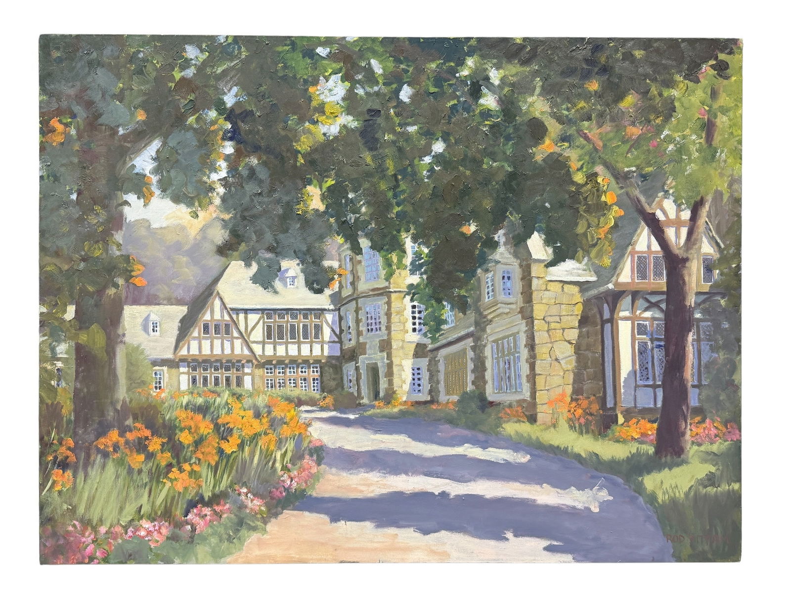 Signed Rod Pittam Oil on Canvas "The Lullater House" Painting (1 of 5)