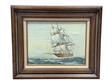 Signed Paolo Oil on Canvas "Clipper Ship at Sea" Painting