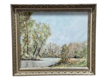 Signed Frank Hugo Oil on Canvas Landscape Painting