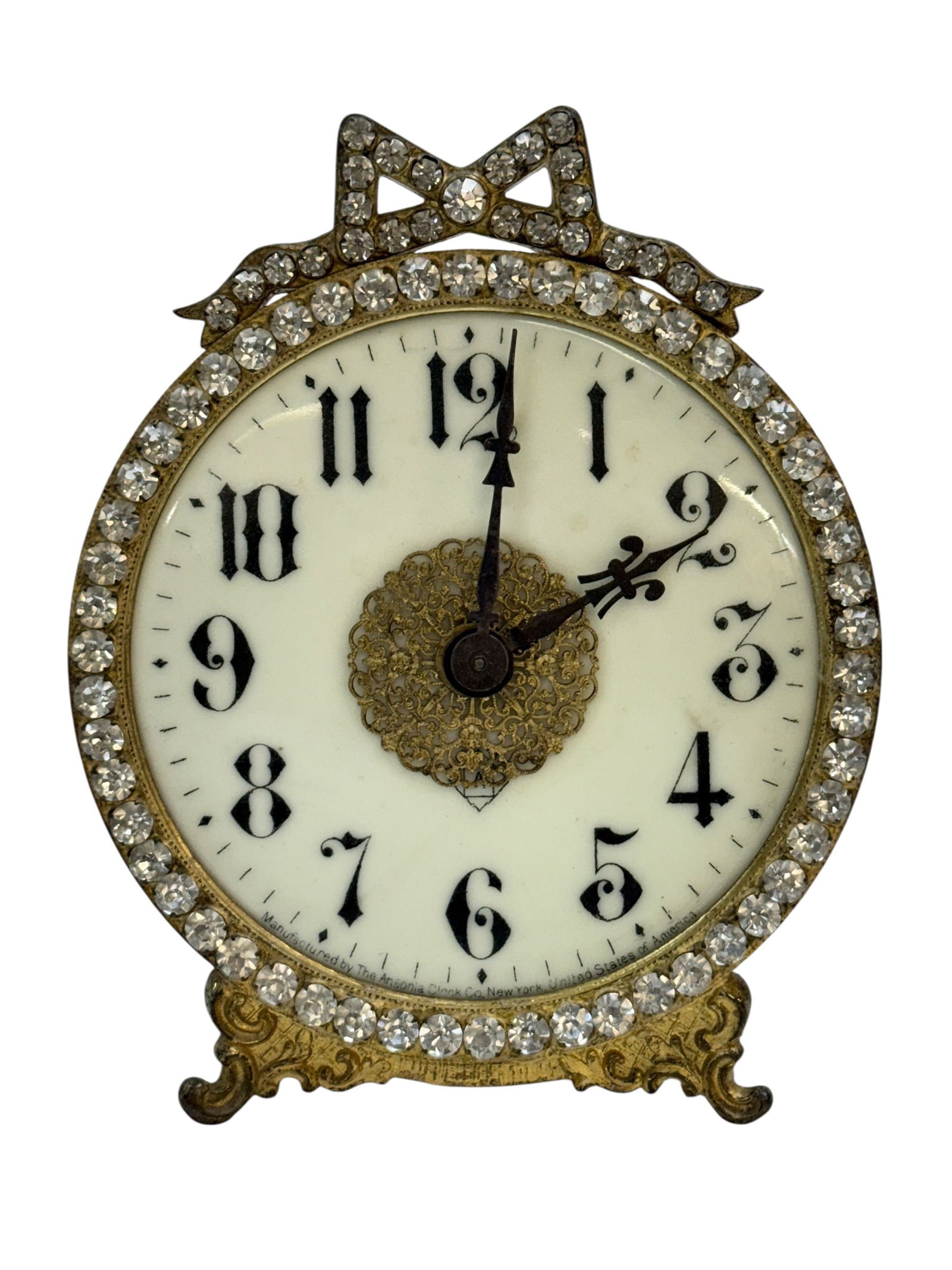 RARE Early 1900s Ansonia Jeweled Desk Clock (1 of 6)