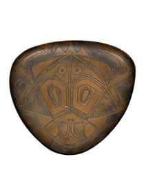 Signed Pat Schwartz Indigenous Art Copper Acid Etched Tray