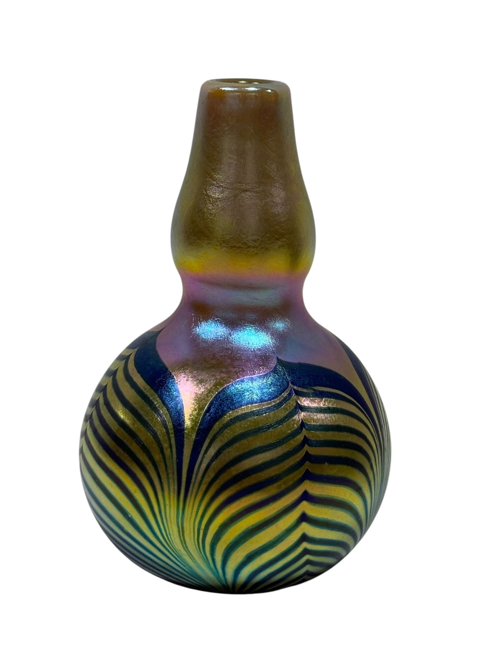 Signed Corriea Gold Iridescent Pulled Feather Vase (1 of 4)