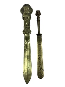 Antique Bronze Letter Opener & Bronze Page Turner