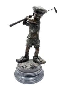 20th C. Bronze Figural "Little Golfer" Statue