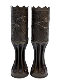 Pair of Trench Art Vases