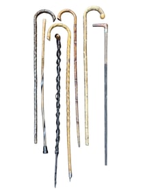 Group of 7 Antique Wooden Walking Sticks