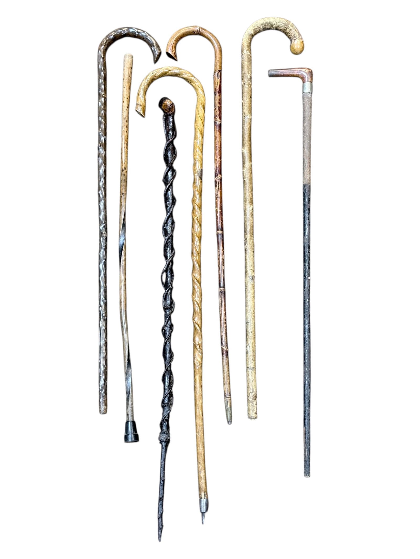 Group of 7 Antique Wooden Walking Sticks (1 of 7)