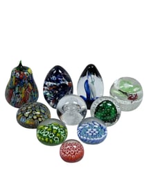 Group of 10 Handmade Glass Paperweights
