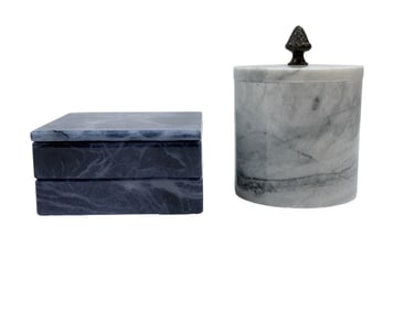 (2) Alabaster Lidded Boxes