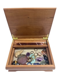 Jewelry Box w/ Collection of Agate& Hardstone Jewels