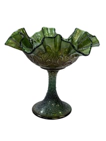 Colonial Green "Persian Medallion" Glass Compote