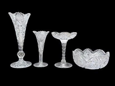 Group of 4 American Brilliant Period Cut Glass Pieces