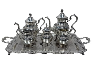 6Pc Silver on Copper Tea Serving Set